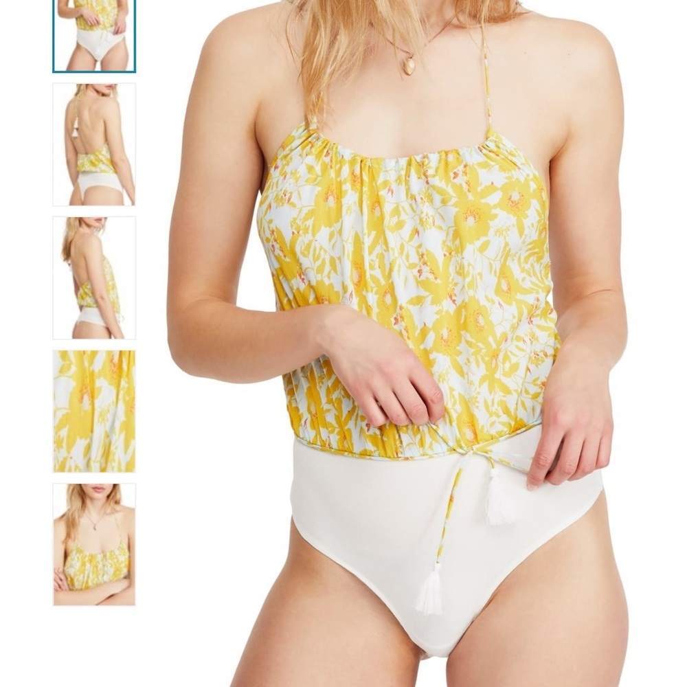 NWOT Free People Liza Halter Bodysuit Top Z43-3